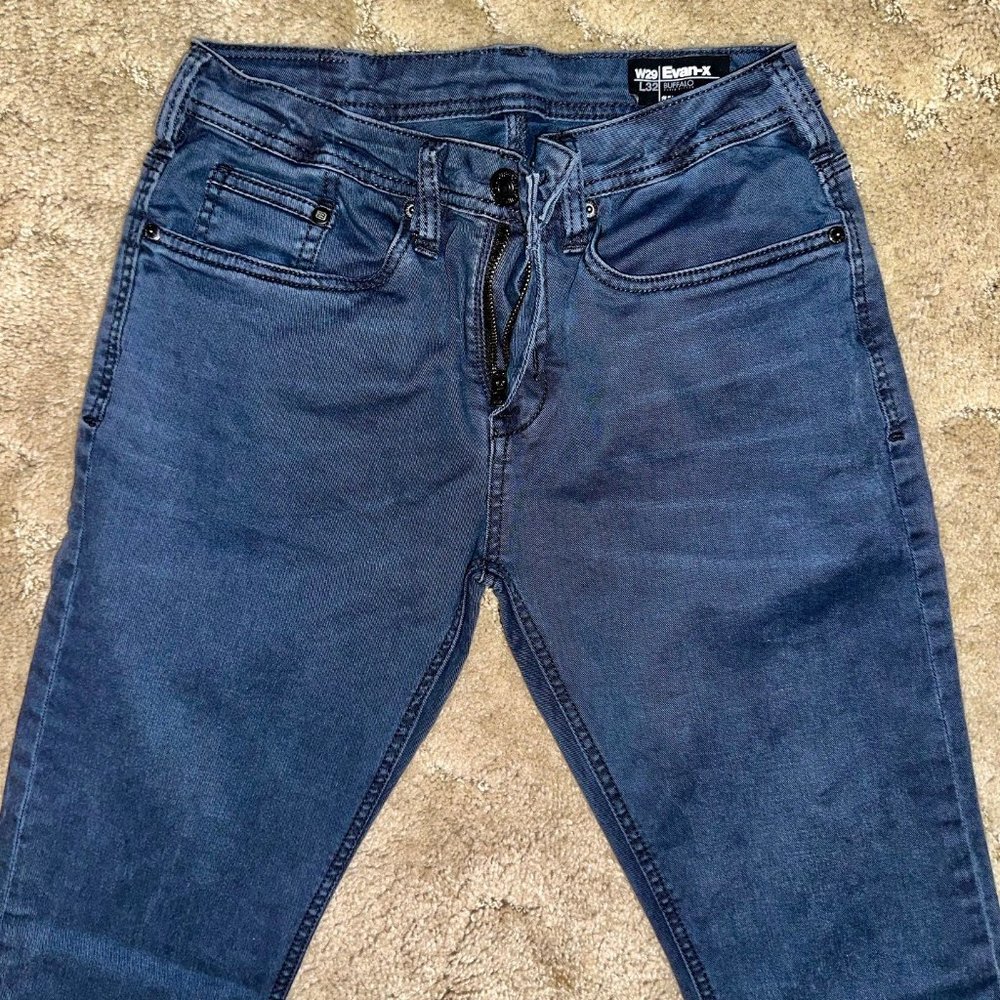 BUFFALO JEANS “EVAN-X” SLIM STRAIGHT STRETCH NAVY BLUE SIZE 29X32